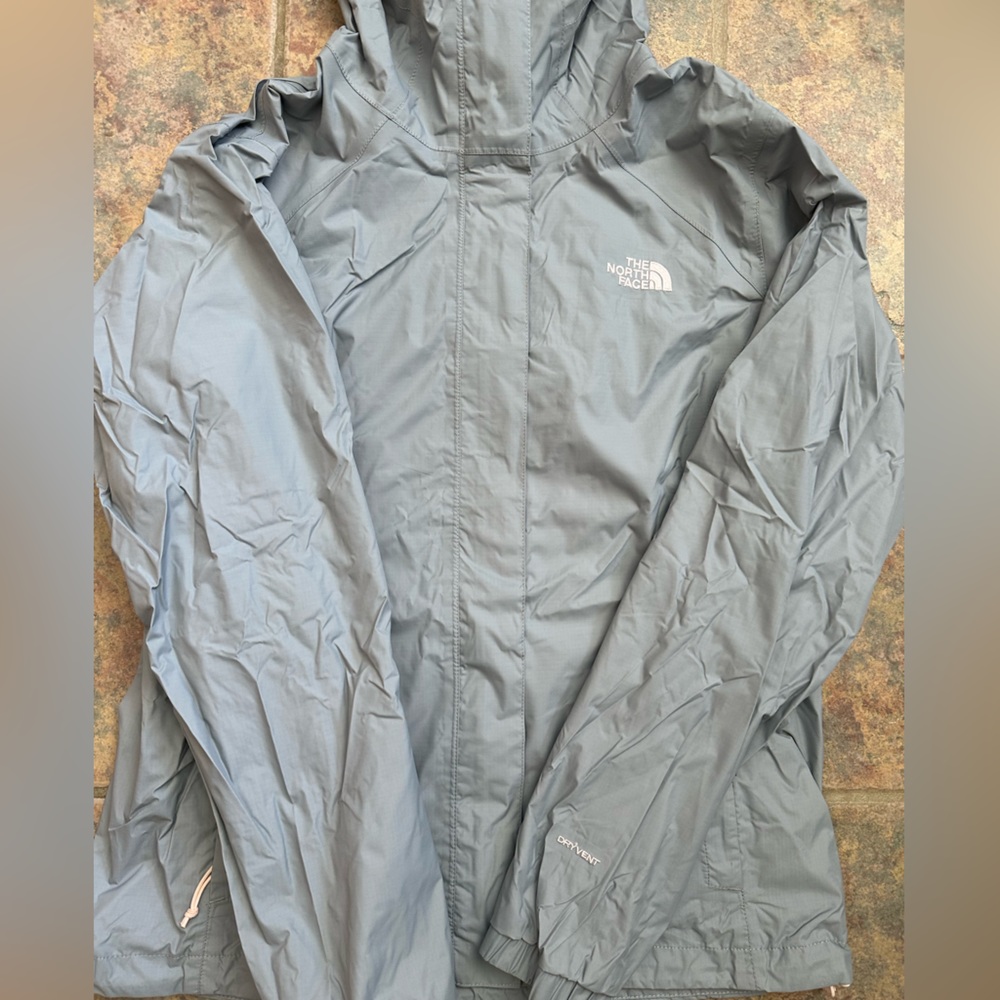 north face lightweight windbreaker with hood, size small, light pink & grey - Picture 2 of 8
